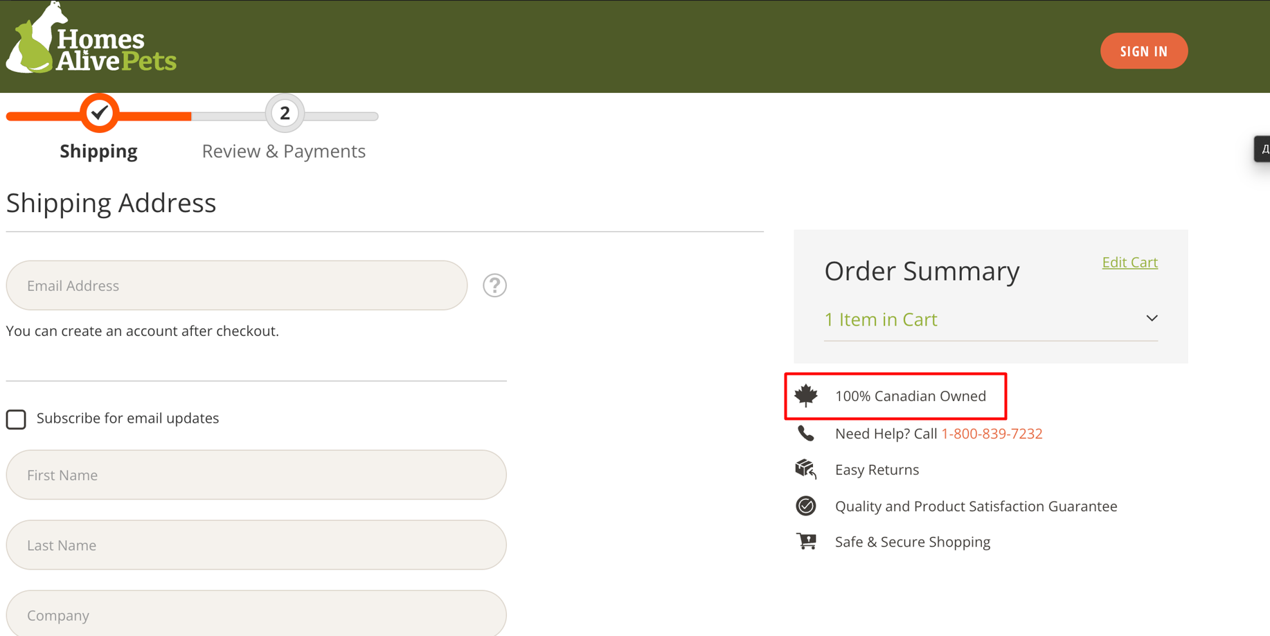 your business is 100% Canadian owned