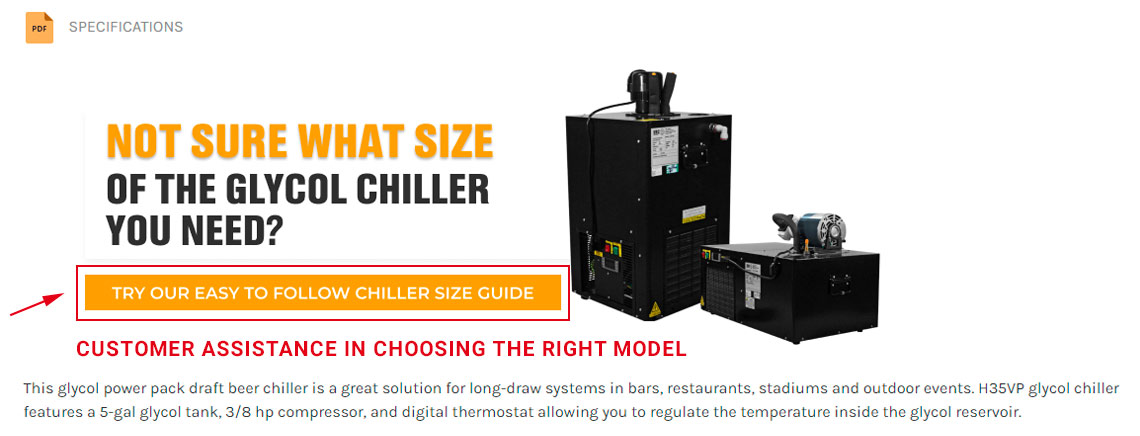 Customer assistance in choosing the right model