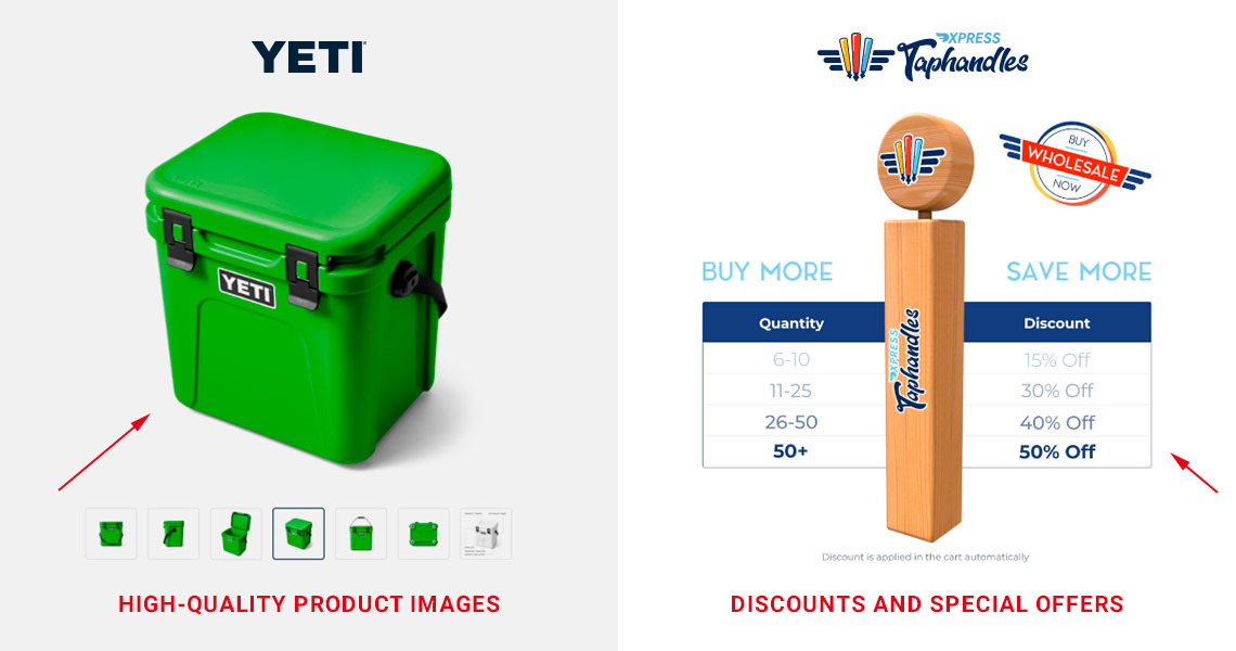 Product page example - high-quality images are important for a product page