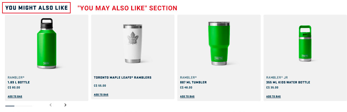 "You may also like" section